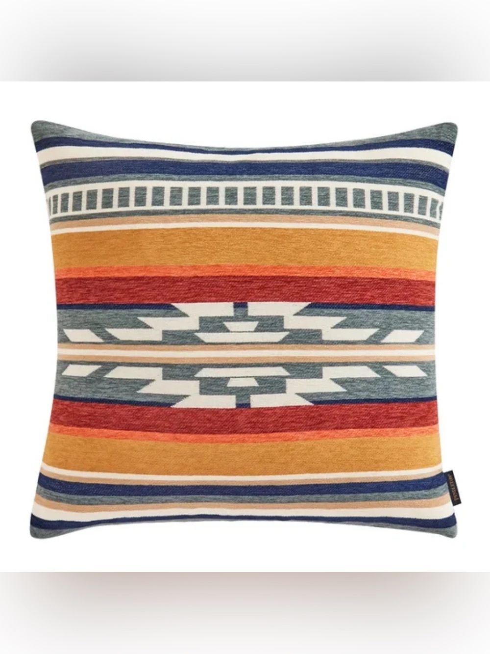 Two Pendleton Southwestern Stripe Decorative Throw Pillow in Mustard, Red & Blue